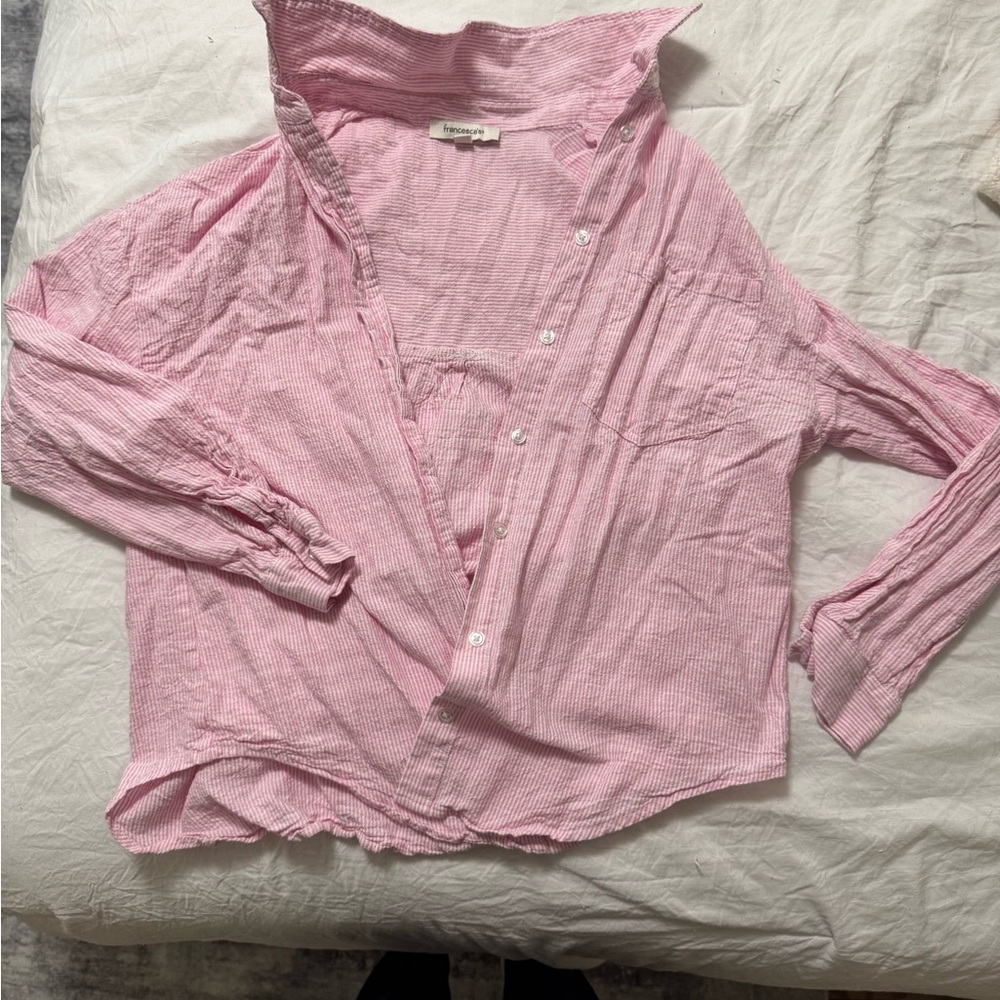 Francesca's Collections Pink Button-Down Shirt